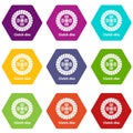 Clutch disc icons set 9 vector