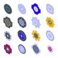 Clutch icons set, isometric style