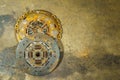 clutch plate and Clutch Cover expire on dirty background. Royalty Free Stock Photo