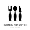 clutery for lunch icon in trendy design style. clutery for lunch icon isolated on white background. clutery for lunch vector icon