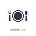 clutery for lunch icon on white background. Simple element illustration from airport terminal concept