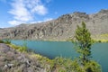 Clutha River with sun on scenic grassy slopes and turquoise rive