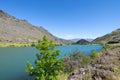 Clutha River with sun on scenic grassy slopes and turquoise rive