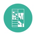 Clutter in the closet icon in Badge style with shadow