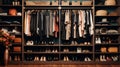 A clutter-free closet with shoes stored on shelves