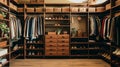 A clutter-free closet with shoes stored on shelves