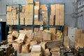 Clutter stock cardboard packing boxes in the factory