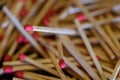 cluttered and disorganized set of red-headed phosphor sticks