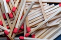 cluttered and disorganized set of red-headed phosphor sticks