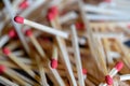 cluttered and disorganized set of red-headed phosphor sticks