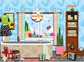 Cluttered funky retro bathroom Royalty Free Stock Photo