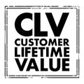 CLV Customer Lifetime Value - prognostication of the net profit contributed to the whole future relationship with a customer, text