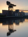 Clydeport Crane at Finnieston next to the Clyde Arc and Bells Bridge in Glasgow