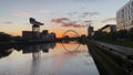 Glasgow, Scotland, UK, October 8th 2022, Clydeport Crane at Finnieston next to the Clyde Arc bridge in Glasgow