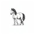 Clydesdale Horse Logo In E.h. Shepard Style With Precisionism Influence