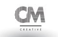 CM C M Black and White Lines Letter Logo Design.