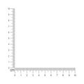10 cm corner ruler. Measuring tool template with vertical and horizontal lines with centimeters and millimeters markup