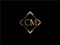 CM Initial diamond shape Gold color later Logo Design