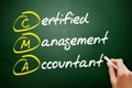 CMA - Certified Management Accountant acronym, business concept on blackboard Royalty Free Stock Photo