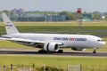 CMA CGM AIR CARGO landing at cargo terminal airport Royalty Free Stock Photo