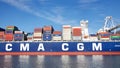 CMA CGM Cargo Ship G. WASHINGTON loading at the Port of Oakland Royalty Free Stock Photo