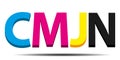 CMJN. French CMYK Colorful 3d letters with shadow. Vector print design concept illustration.