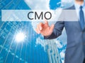 CMO - Businessman click on virtual touchscreen. Royalty Free Stock Photo