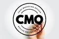 CMO Chief Marketing Officer - corporate executive responsible for marketing activities in an organization, acronym text stamp