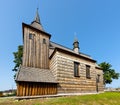 Historic XVII century wooden church of Our Lord Transfiguration in Cmolas village near Mielec in Podkarpacie region of Poland Royalty Free Stock Photo