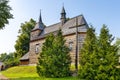 Historic XVII century wooden church of Our Lord Transfiguration in Cmolas village near Mielec in Podkarpacie region of Poland Royalty Free Stock Photo