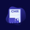 CMR transport document icon, vector