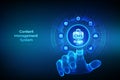 CMS. Content Management System concept. Website and document management, web development, and digital solutions. Data integration