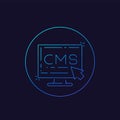 CMS, Content management system icon, linear Royalty Free Stock Photo