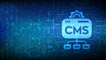 CMS. Content Management System icon made with binary code. Website and document management, web development, and digital solutions Royalty Free Stock Photo