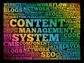 CMS Content Management System word cloud Royalty Free Stock Photo
