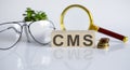 CMS Custom Management System written on a wooden cube on light background Royalty Free Stock Photo