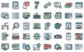 Cms development icons set vector flat Royalty Free Stock Photo