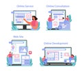 CMS introduction online service or platform set. Content management system.