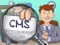 CMS through Magnifying Glass. Doodle Design.