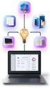 Cms platform model: digital structure, content interface, data module, website framework, system portal, media Royalty Free Stock Photo