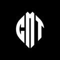 CMT circle letter logo design with circle and ellipse shape. CMT ellipse letters with typographic style. The three initials form a Royalty Free Stock Photo