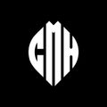 CMX circle letter logo design with circle and ellipse shape. CMX ellipse letters with typographic style. The three initials form a Royalty Free Stock Photo