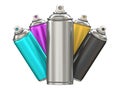 CMYK aerosol spray cans 3D Royalty Free Stock Photo