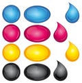 CMYK buttons and drops Royalty Free Stock Photo