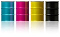 CMYK cans with metal caps. Royalty Free Stock Photo