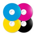 CMYK CD - DVD set on white background Royalty Free Stock Photo