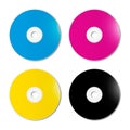 CMYK CD - DVD set on white background Royalty Free Stock Photo