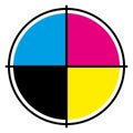 CMYK CMJN Ink wheel. Print target. Vector illustration II. Royalty Free Stock Photo