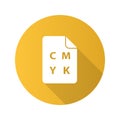 CMYK color circle model flat design long shadow glyph icon Royalty Free Stock Photo