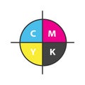 Cmyk color circle model icon